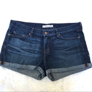 J Brand Dark Wash Cut Off Cuffed Jean Shorts